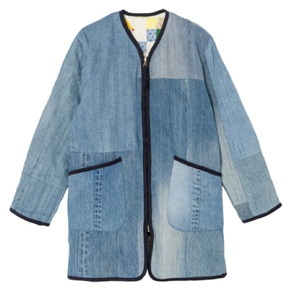 New Rare Redone 80s Denim Zip Puffer Jacket Indigo Reversible Levi’s Upcycled - Picture 1 of 9